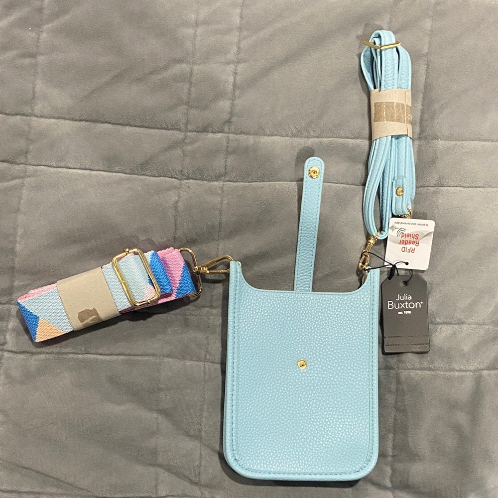 Buxton Sky Blue Phone Case with Multi-Color Strap